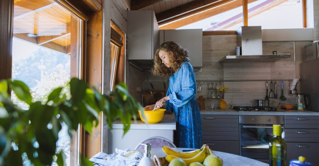 gentle homemaking morning routine in a calm family kitchen
